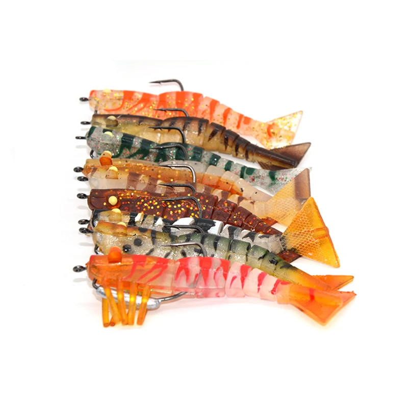TAKEDO LV01 mejor señuelo de lubina cebo de camarón 90mm 8g anzuelos VMC pesca suave señuelo de camarón Señuelos de pesca blandos - imagen 2