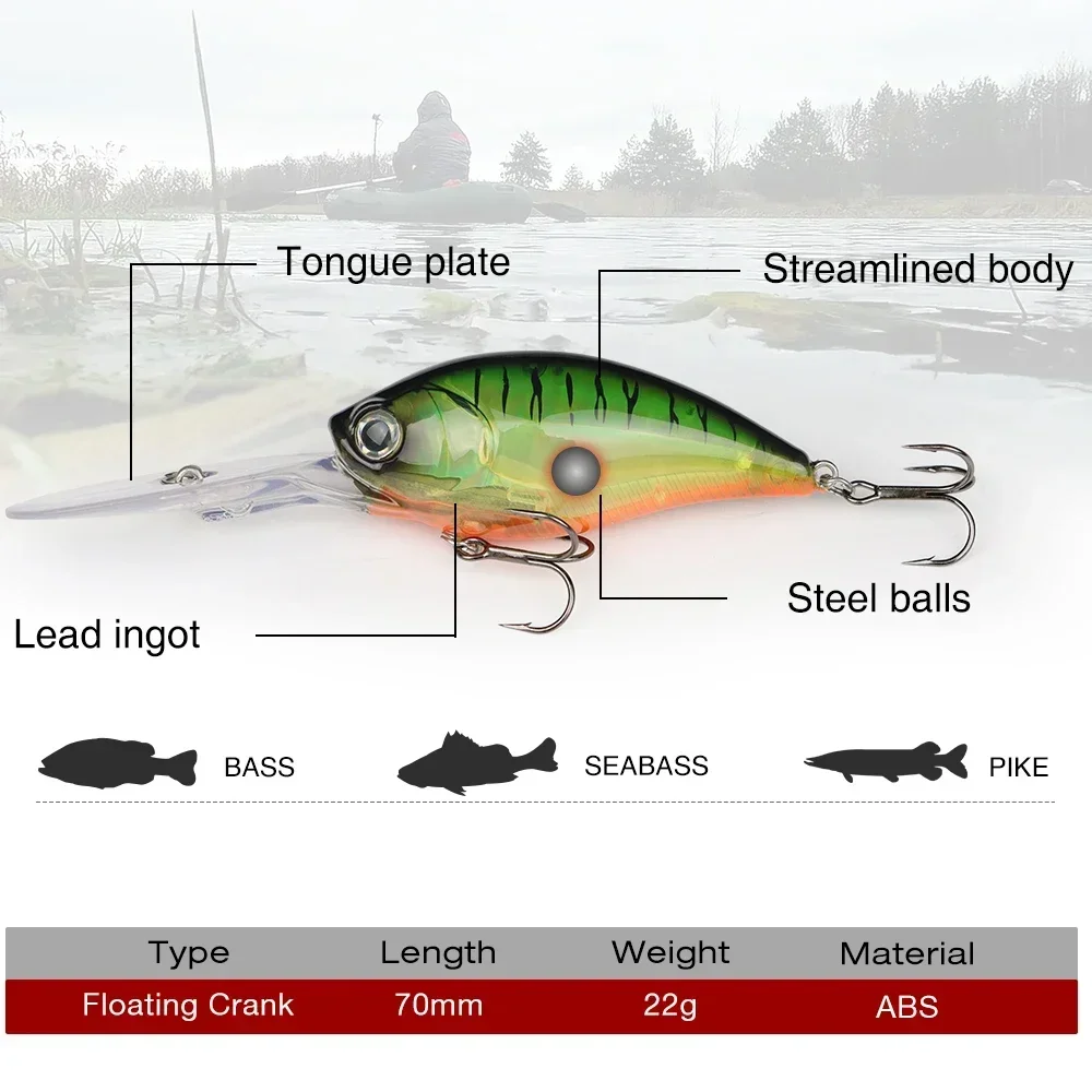 THORFORCE-SEÑUELOS DE pesca de superficie, cebo Artificial de agua salada, Wobbler, trucha, lubina, perca, Lucio, 70MM - imagen 2