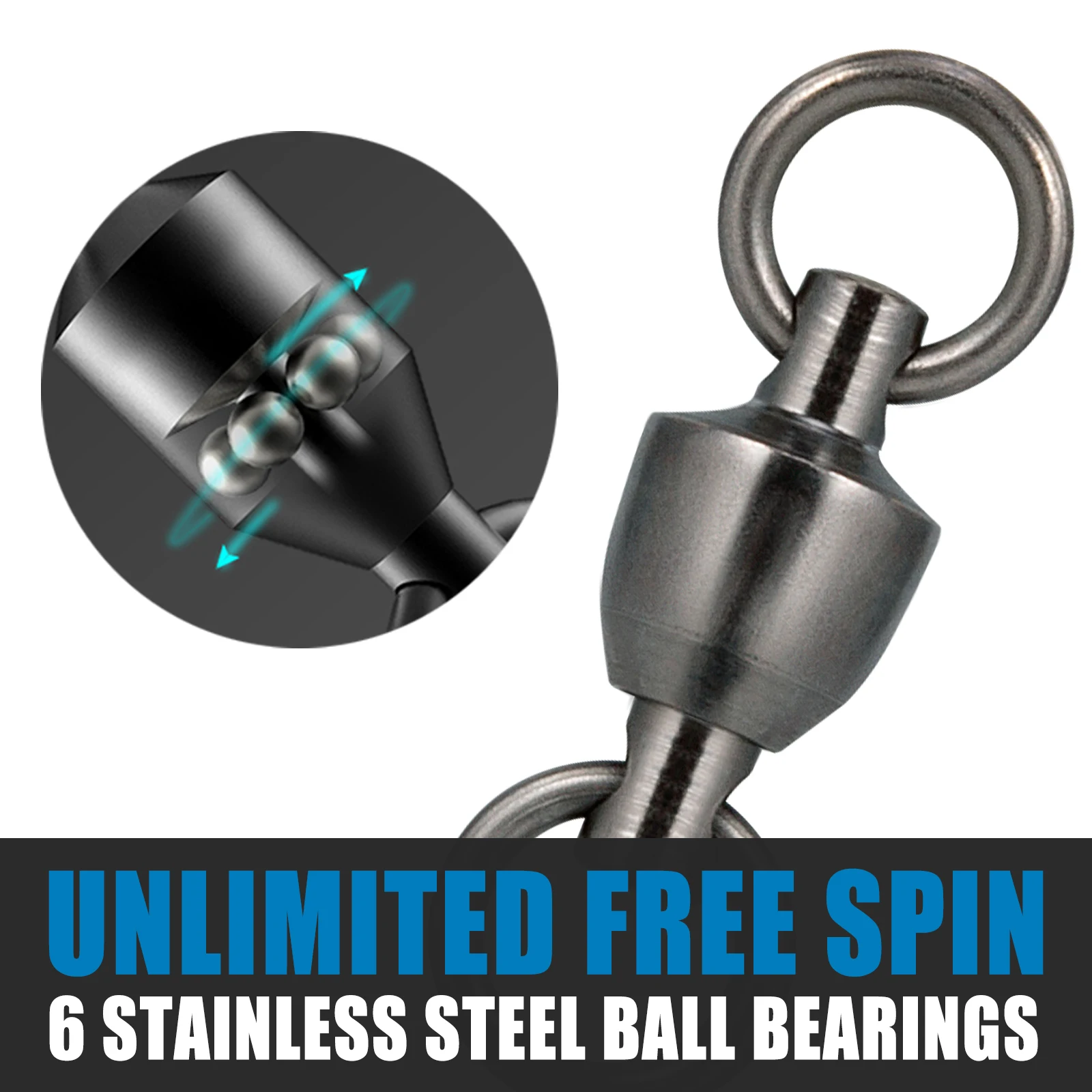 Gancho de pesca giratorio de acero inoxidable para agua salada, anillo sólido de alta resistencia, Conector de señuelo - imagen 5