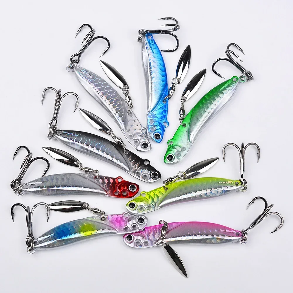 Plantillas de Metal que se hunden, 1 unidad, 10g, 20g, señuelos Ratlin con vibración, cebo Artificial VIB de fundición larga, Pesca Isca Wobbler para señuelo de Pesca de lubina - imagen 3