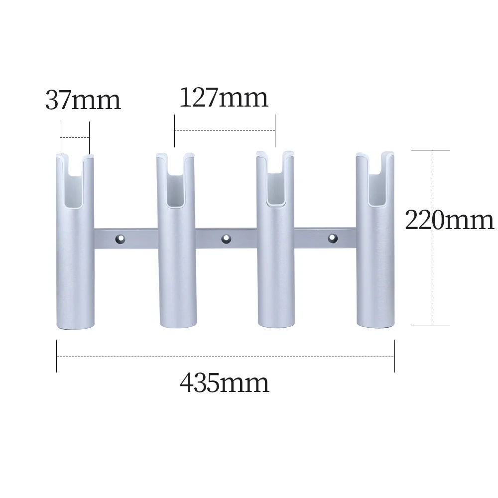 Soporte de aluminio para caña, vista frontal del tubo receptor
