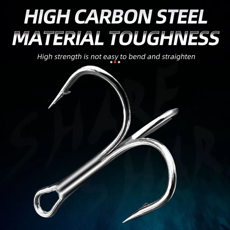 120 unids/caja anzuelos de triple ancla Ultra fuertes tiburón atún juego grande anzuelos triples con púas caja de juego de anzuelos de pesca de mar - imagen 3