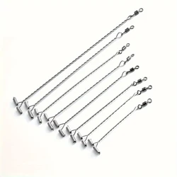 100pcsT-Alambre de acero de equilibrio antienredos tipo, conector de sedal de pesca, aparejo de pesca giratorio