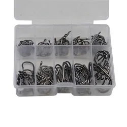 Juego de Iseni de tubo en caja de 100 Uds con anzuelo de pesca con agujero, anzuelos Iseama con anzuelo de punta de águila con púas No. 3-12 Juego combinado de herramientas para ojos