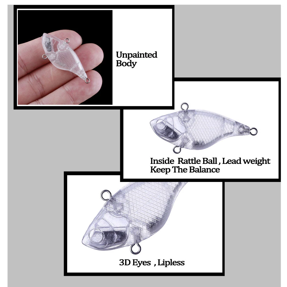 Chan'sHuang-Cebo en blanco sin pintar de 20 piezas, 40mm, 4g, sonajeros de vibración, Lipless Crankbaits, aparejos de señuelo de pesca artificiales hechos a mano - imagen 5