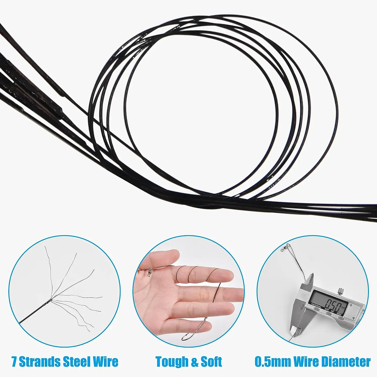 6 uds. De aparejos de anzuelo líder de alambre, anzuelos de pesca Baitholder con aparejos líderes, giratorios, anzuelo Snelled, aparejo líder para agua dulce - imagen 3