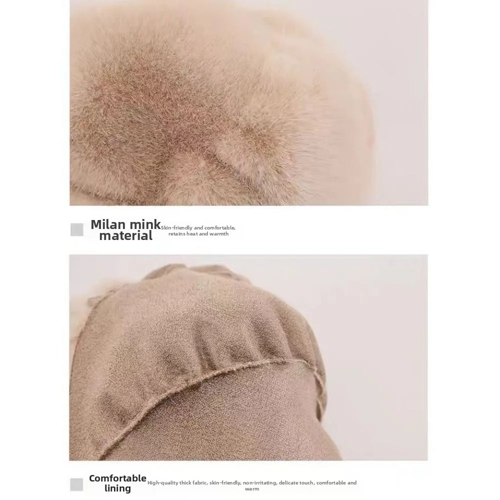 Protección de moda de mujeres frías boina imitación visón Color sólido invierno todo-fósforo sombrero ligero de lujo mujer gorra con visera - imagen 4