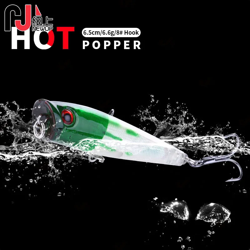 Newup-señuelos de pesca Topwater Popper, 6,5 Cm-6,6G-8 # Wooper Popper, productos para cebo de pesca, señuelo de lucio - imagen 3