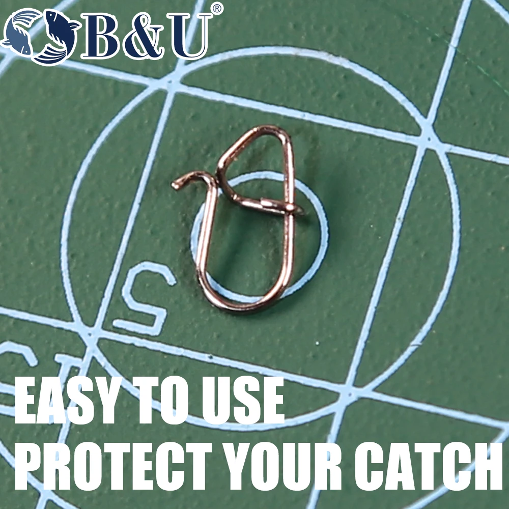 B & U-broches de pesca de acero inoxidable, 50 piezas, Micro Clips de cierre rápido, Conector de seguridad, accesorios, aparejos para señuelos, ganchos - imagen 5