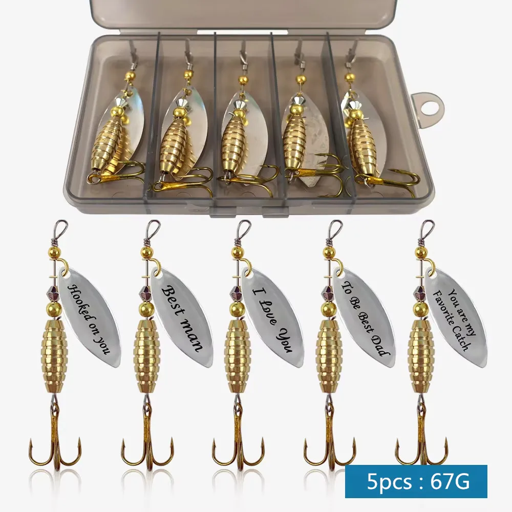 10 regalos de Navidad/juego de cucharas de metal de tres anzuelos plateadas y doradas, cebo duro tentador con caja de equipo de pesca, cebo de pesca - imagen 5