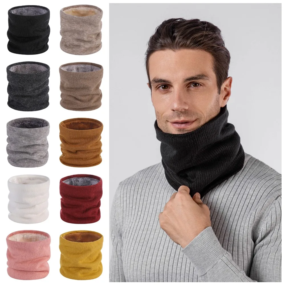 Nueva bufanda de punto con forro polar, calentador de tubo para el cuello, bufandas circulares de doble capa, polaina gruesa y suave para el cuello para invierno para mujer/hombre - imagen 4