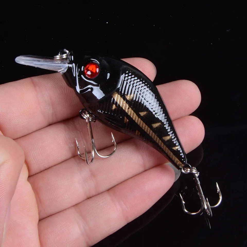 1 Uds 7,5 cm 10,2g señuelos duros VIB pesca cebo de pececillo anzuelos triples hundimiento Crankbait Wobblers aparejos de pesca ojos 3D - imagen 4