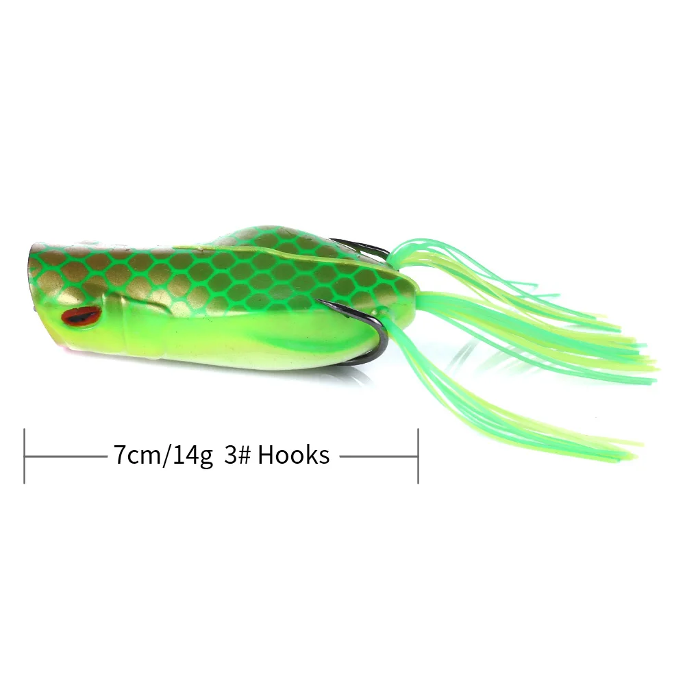 Ray Frog-señuelo de Pesca de silicona, 1 unidad, 70mm, 14g, cebo falso para cabeza de serpiente, Lucio - imagen 5