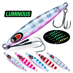 Cebo de pesca con plantilla luminosa, 10g-60g, señuelos de Jigging, cebo duro Artificial, señuelo de fundición de Metal con anzuelo afilado Wobbler para pesca de lubina