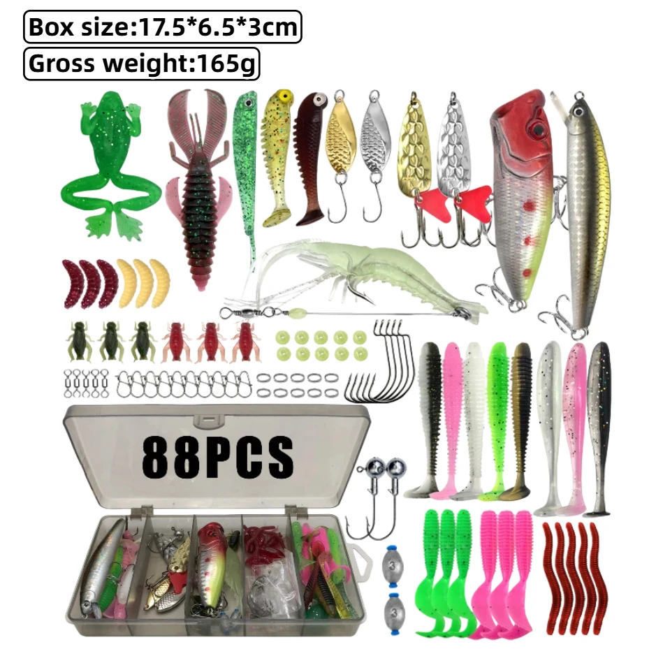 JSFUN 86/88/136/366 Uds Kit de Señuelos de Pesca para trucha/pike/bajo juego de pesca multiseñuelo aparejos en capas caja de aparejos de equipo profesional - imagen 4