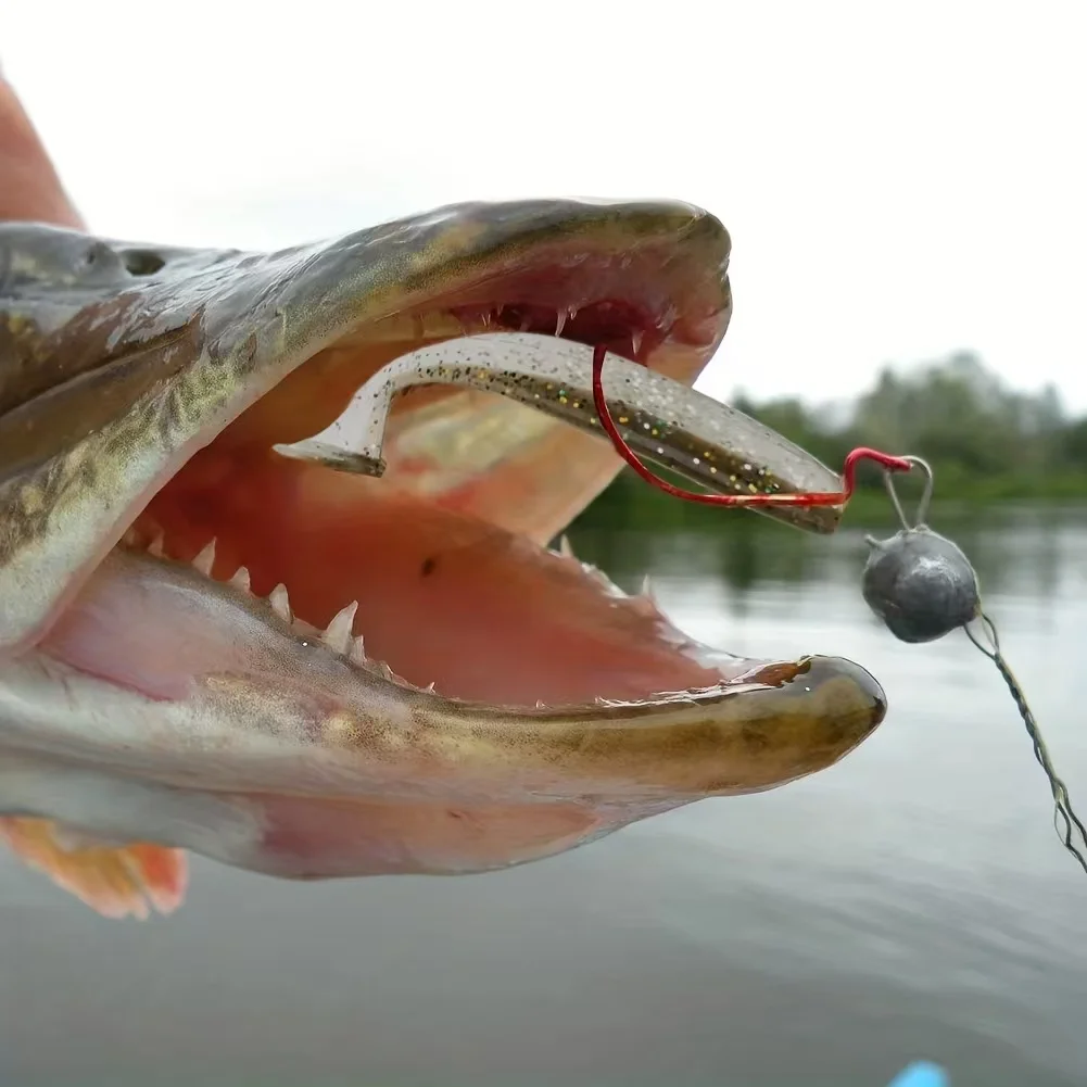 50pcs/box Fishing Lure T Tail Spinner Soft Artificial Bait Paddle Tail Soft Worm Carp Bass Freshwater Fishing Tackle Accessories - imagen 3