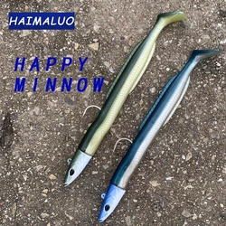 HAIMALUO Gelukkig Zachte Vissen Lokken Minnow Jig Hoofd Haak Kunstmatige Zoutwater Zeebaars Visaas Swimbait Visgerei Zacht Aas