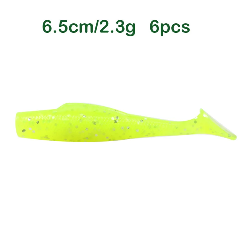6 uds Testar T-Tail gusano suave 6,5 cm 2,3g-cebo TPR Flexible para lubina trucha Panfish-señuelo realista con ojos 3D - imagen 5