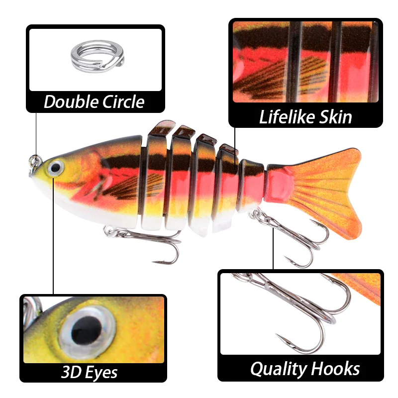 Señuelo de Pesca multiarticulado de 7 segmentos, hundimiento, 9,5 cm/14,5g, Swimbait, Wobblers artificiales, Crankbait, cebo duro, aparejos de Pesca, 1 ud. - imagen 2