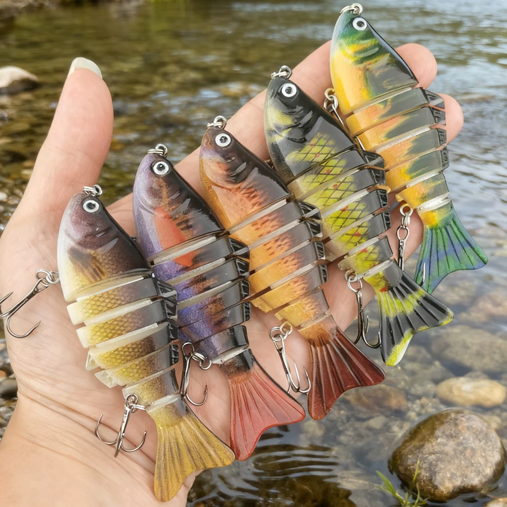 Señuelo de pesca articulado de múltiples secciones, 5 uds., 10cm, 15g, Wobbler, Crankbait, cebo duro Artificial, Swimbait, aparejos de pesca de carpa Trolling - imagen 3