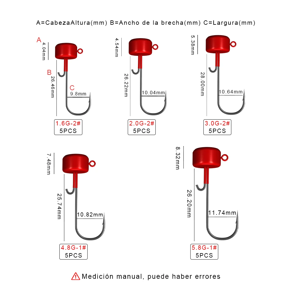 FTK Anzuelos Jig Head – Cabezas tipo hongo para vinilos