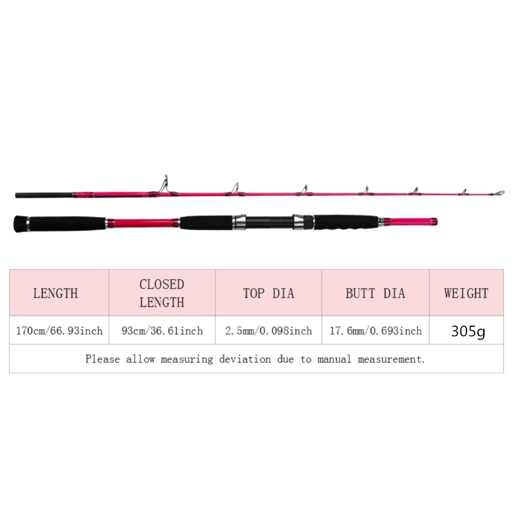 ROLLFISH-caña de pescar giratoria para barco oceánico, caña de pescar con señuelo de agua salada de fibra de carbono, 2 secciones, 1,7 M/5,57 pies para pesca de lubina - imagen 3