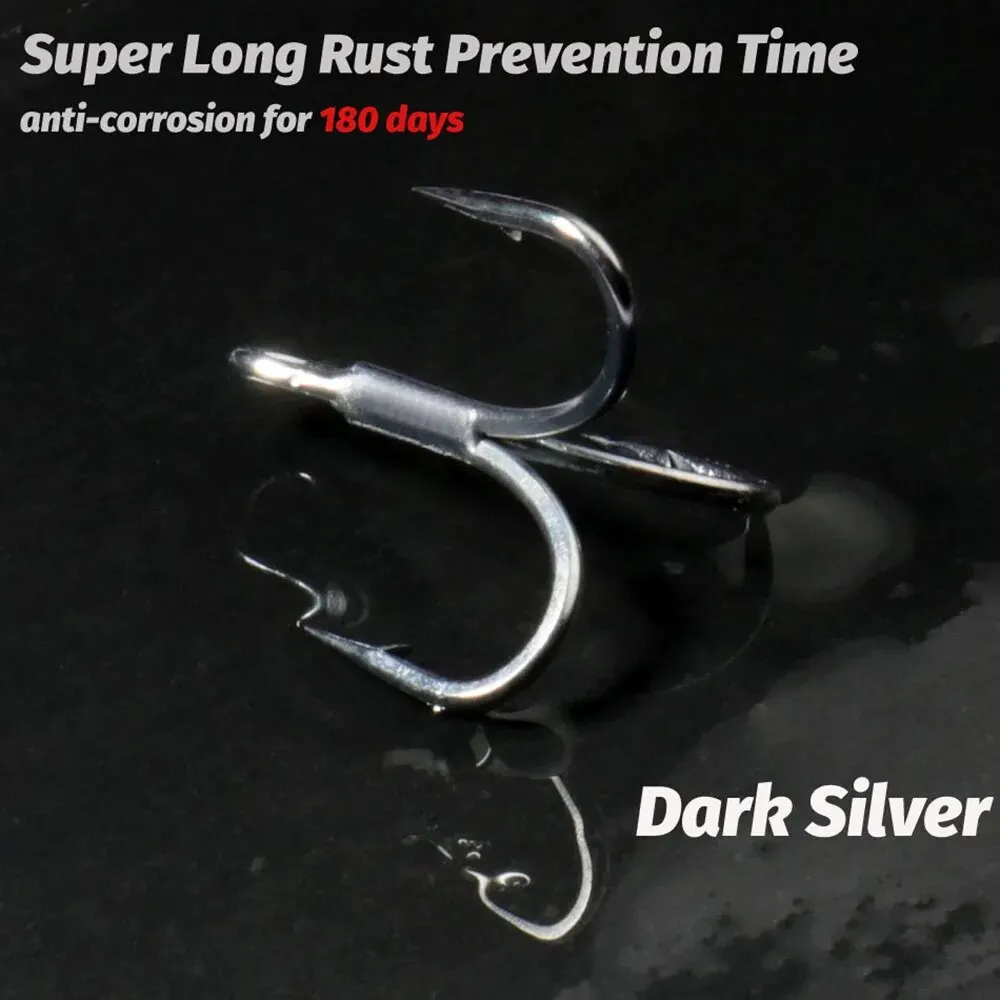 GOBAIT 20PCS Anzuelos triples 2 # -10 #   Anzuelo con púas afilado, ángulo de acero rico en carbono, herramienta antioxidante de níquel, aparejos de Pesca, anzuelo de Pesca - imagen 4