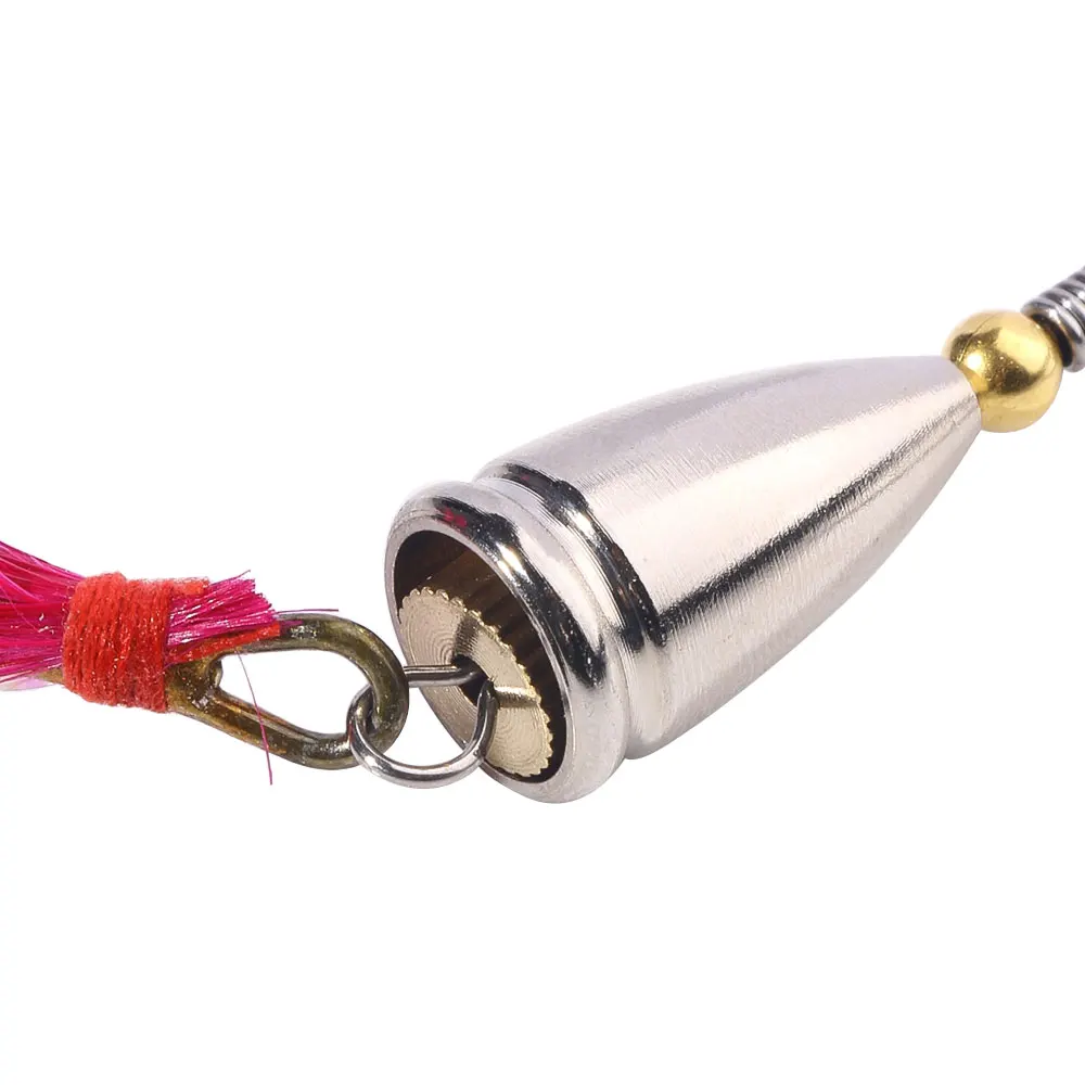 1 ud./5 uds cebo giratorio 10,8g señuelos de cuchara dura señuelo de pesca de Metal con anzuelos triples de plumas para Lucio Muskie Walleye Zander pesca - imagen 4