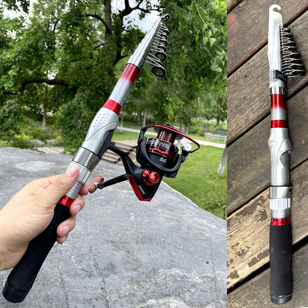 Kit combinado de caña y carrete de Pesca telescópico, carretes giratorios, engranaje 5,5: 1, juego de poste de mar, Pesca de viaje corto, 1,8-3,6 M, 2000, 3000, 5000 - imagen 3