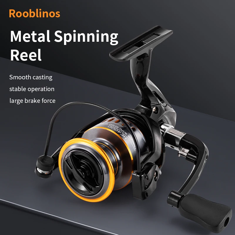 Carretes giratorios Rooblinos HE, Metal ultraligero, relación de engranaje 5,2: 1, 2000-7000, carretes de pesca de arrastre máximo grande para agua salada o dulce - imagen 3