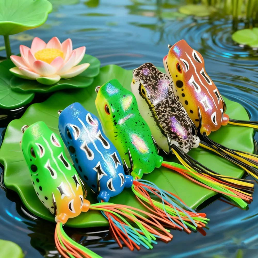 Señuelos de rana Topwater de silicona de boca grande, cebo de lubina realista duradero, flotante, realista para Lucio, cabeza de serpiente, salmón, trucha, bagre, 1 ud. - imagen 3