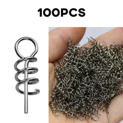 Pin de bloqueo de resorte, 100 Uds., conectores de Pesca con anzuelo de manivela, broches giratorios de acero inoxidable de 14mm para cebo blando, accesorios de Pesca