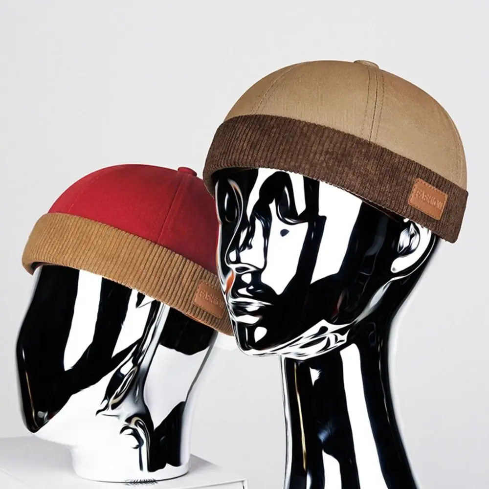 Gorro informal ajustable sin ala, gorro Docker Vintage de pana, gorros de piel de melón de Color sólido, Unisex - imagen 3