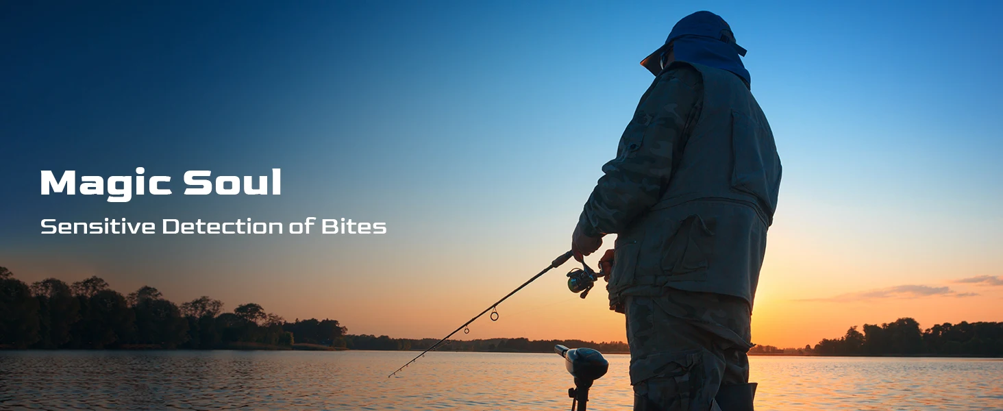 Un hombre que pesca en un lago con una puesta de sol en el fondo