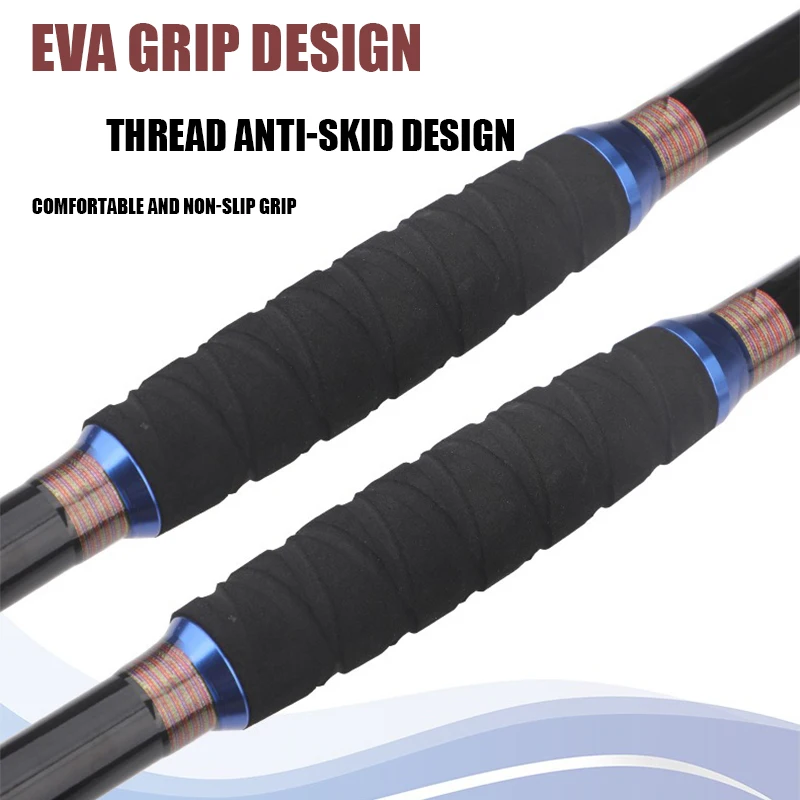 1,8 M 2,1 M 2,4 M Surf agua salada caña de pescar de carbono de 3 piezas caña giratoria de viaje 30-50lb barco Jigging caña de pescar - imagen 5