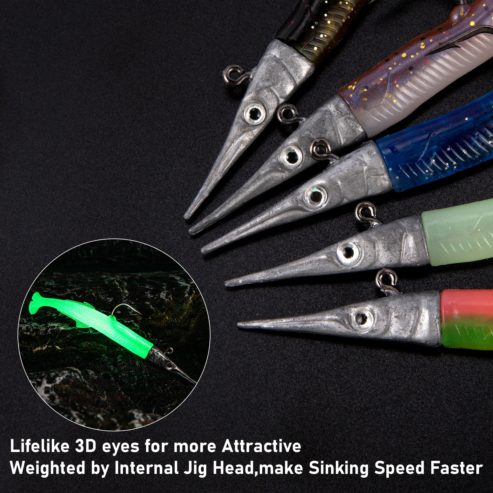 Señuelo anguila Sandeel cola paleta anzuelo jig head – trucha lucio - imagen 5