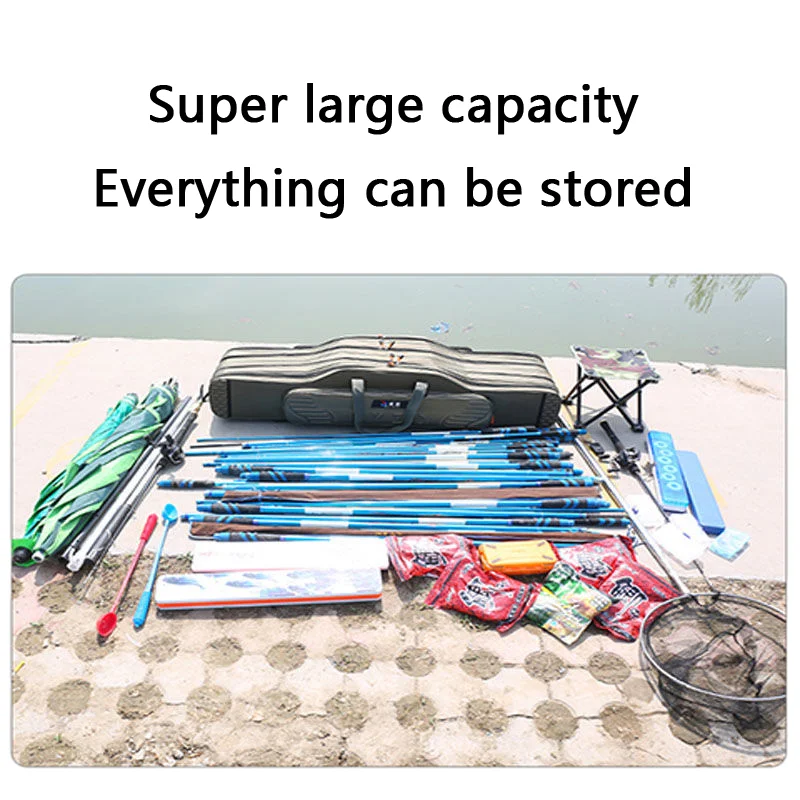 Bolsa de aparejos de pesca, 2-4 capas, 130cm, portador de caña de pescar, caña de pescar ligera, carrete de señuelo, caja de herramientas, almacenamiento impermeable, estuche duradero - imagen 3