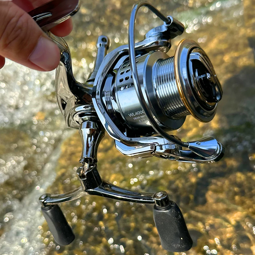Carrete de pesca giratorio alta velocidad mango doble para lubina - imagen 4