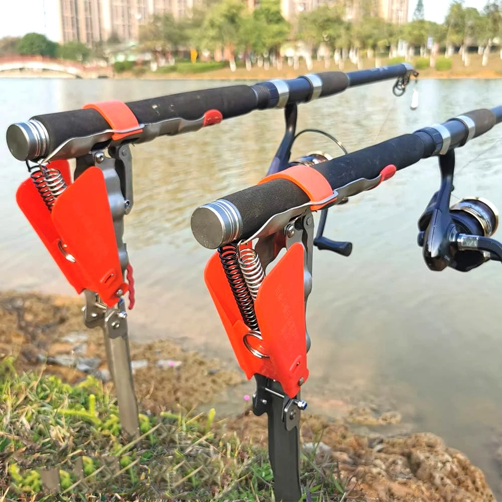 Soporte automático caña pescar con resorte – Base acero inoxidable - imagen 5
