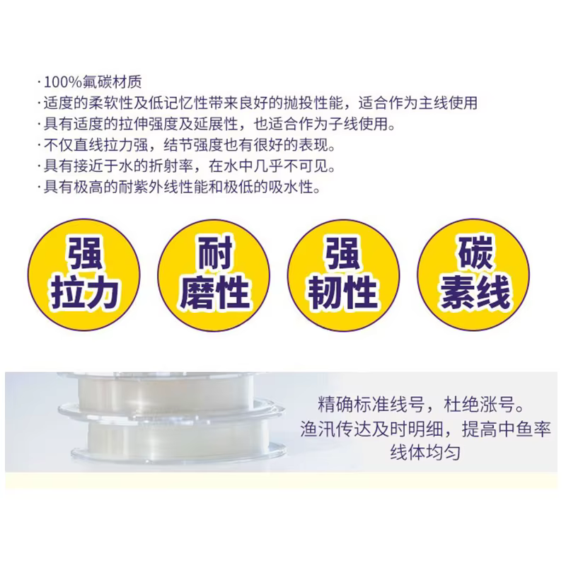 SEAGUAR GLOSTAR-Hilo de pesca de fluorocarbono, línea de guía de alambre de monofilamento de fibra de carbono, 4LB-70lb, 60/70M, 100% - imagen 4