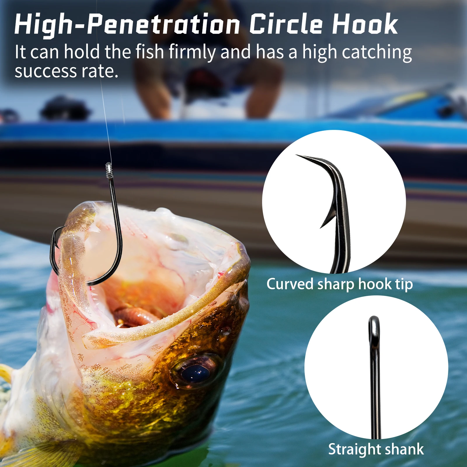 Anzuelos Circulares FishTrip 3X Fuerte – Acero al Carbono para Siluro - imagen 3