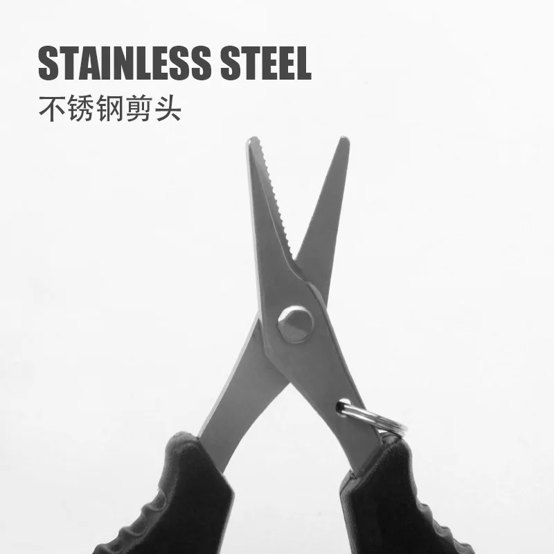 Tijeras de hilo de pescar de acero inoxidable, tijeras de hilo de pescar de PE multifuncionales, tijeras pequeñas con dientes para pesca al aire libre - imagen 2