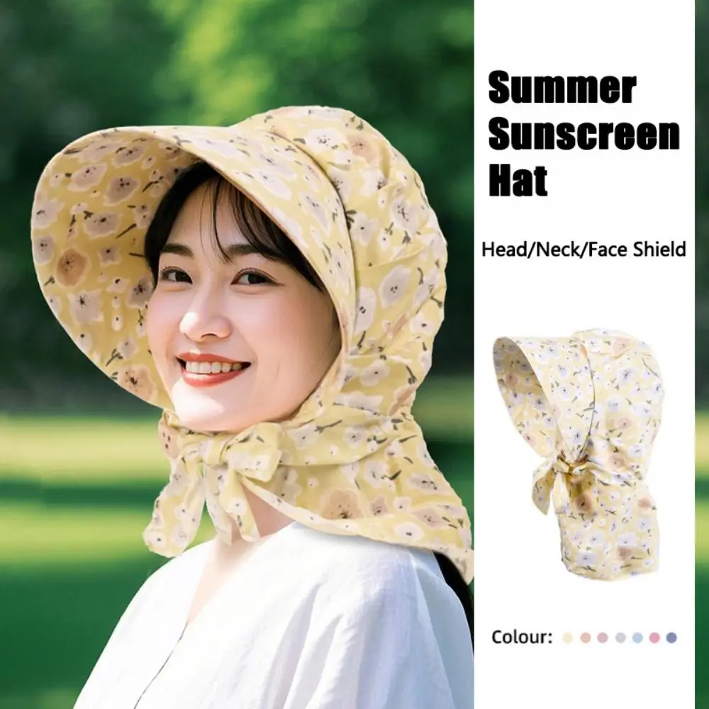 Funda protectora de verano con estampado Floral, gorros de protección solar coloridos Anti-UV, resistente al viento, secado rápido, sombrero de pesca al aire libre, protección facial - imagen 2