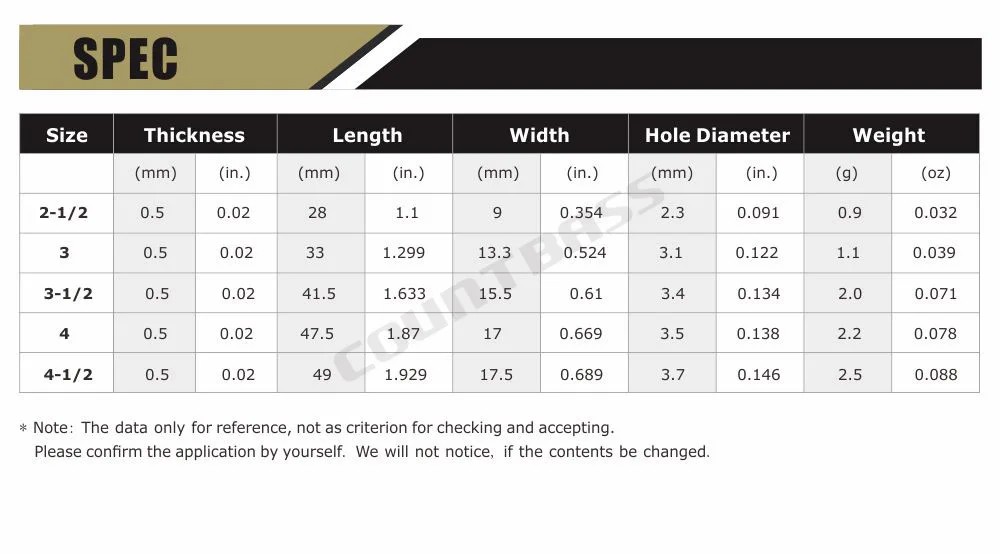 COUNTBASS 50 Uds tamaño 2,5-4,5 hojas giratorias de hoja de sauce de acero chapado en oro patrón estriado, cebos giratorios DIY señuelo de pesca - imagen 3