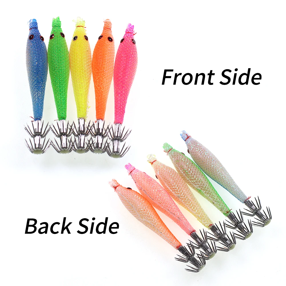 Linoriver-anzuelo de doble paraguas, 9cm/7,6g, plantilla de señuelo de calamar suave, pesca en agua salada, cebo luminoso Artificial de pulpo sepia - imagen 2