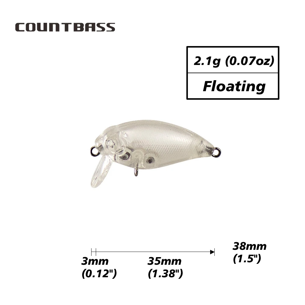 Countbass 10 Uds 35mm/1,38 "2,1g/0,07oz señuelos duros flotantes en blanco, cebos de pesca sin pintar, Crankbait, Wobblers - imagen 2