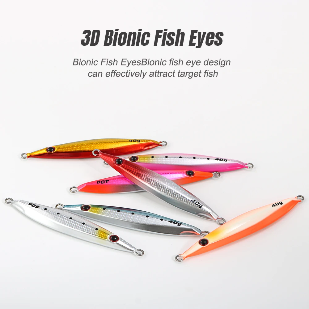 JIGGING PRO 20g 30g 40g 60g Slow Blatt Cast UP Shore Jigging Lures Saltwater Fishing Tackle Metal Jig Bait - imagen 4