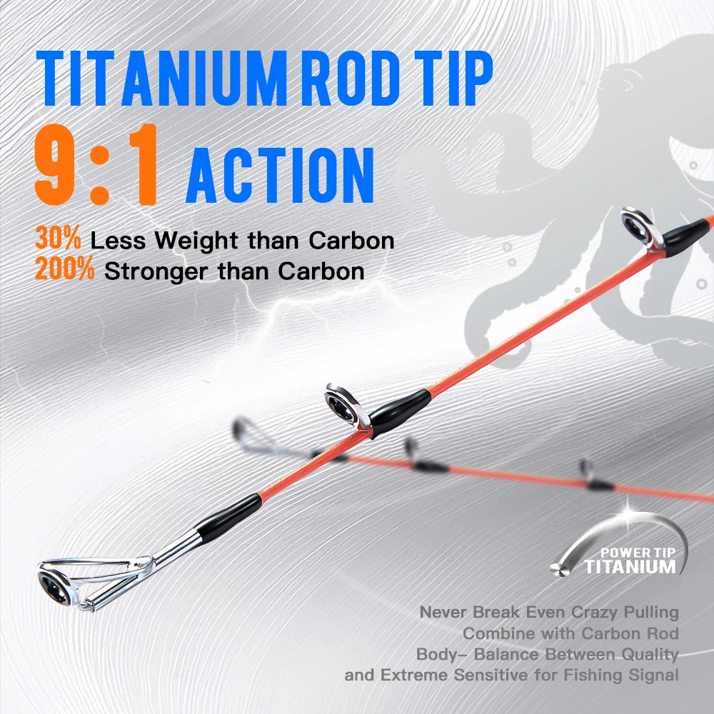 SOLOKING SCOUT48 1 Uds caña de pescar de mar Webfoot pulpo 1,45 M 1 pieza ultraligera 81g ML caña de barco de energía caña de calamar 9:1 acción - imagen 4