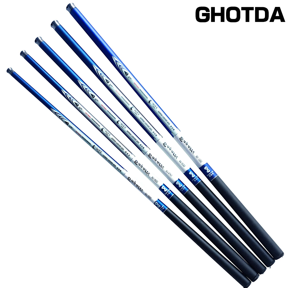 GHOTDA-caña de pescar ultraligera, caña de pescar telescópica de carbono de gama alta, flujo/depósito/estanque, 3,6-7,2 m - imagen 3