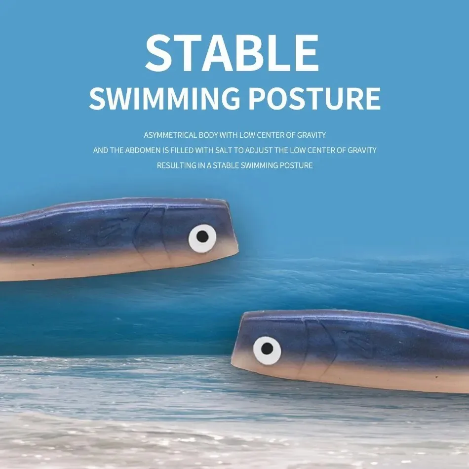 Señuelo blando de pesca, 8cm, 4 Uds., señuelos artificiales con cola en T, cebo de pesca de invierno en hielo - imagen 3